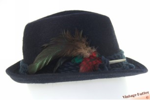 Klassieke trilby Reich donker blauw haarvilt met veren 56