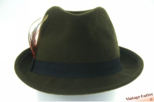 © VintageHatter.com | u-6014-56-1 Fedora green felt with feathers 56 Fedora green felt with feathers 56