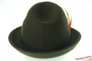 © VintageHatter.com | u-6014-56-1 Fedora green felt with feathers 56 Fedora green felt with feathers 56