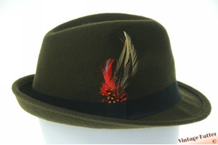 © VintageHatter.com | u-6014-56-1 Fedora green felt with feathers 56 Fedora green felt with feathers 56