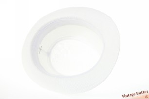 Zomer trilby hoed wit gecoat papier met zwart en grijs gestreepte band 60 (XL) [nieuw]