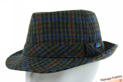 Fisherman trilby Mayser green with red and blue lines wool mix 59