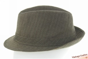 Trilby hoed grijs visgraat met paarse krijtstreep 58