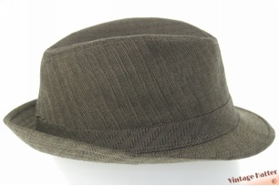 Trilby hoed grijs visgraat met paarse krijtstreep 58