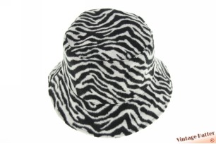 Dubbelzijdige bucket regenhoed zebra textiel en zwart imitatieleer 57