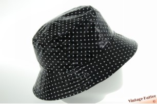 Rainhat buckethat black PVC with white dots 57-58 [new]