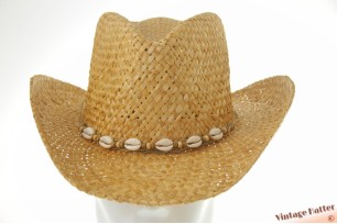 Western hat natural straw with shells shapeable 54-60 [new]