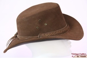Australische Western hoed Hawkins bruin geruwd leer 60 (XL) [nieuw]