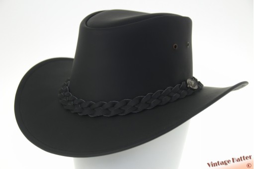 Australian Western hat Hawkins black leather 58 [new]