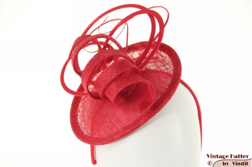 Disc Fascinator Maddox Tulip rood sinamay sisal op diadeem [nieuw]