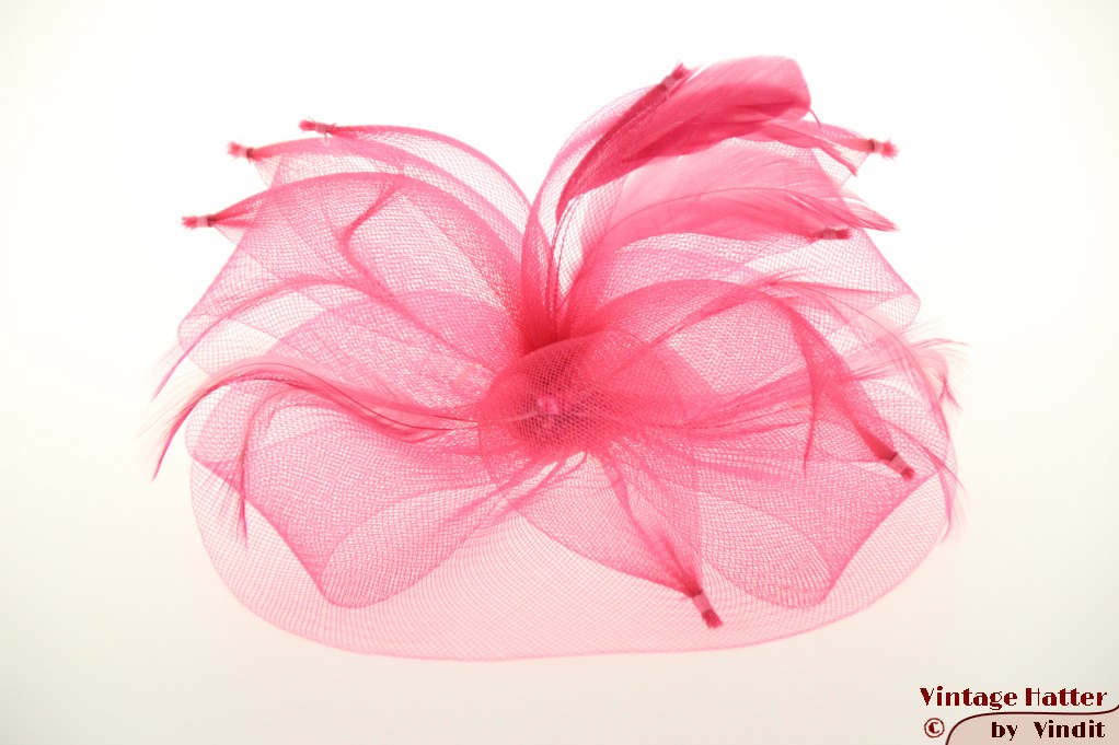Hair Fascinator pink with feathers [new]