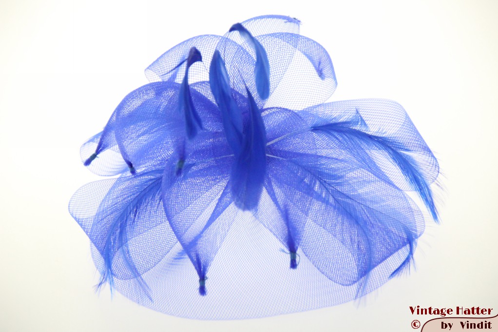 Hair Fascinator blue with feathers [new]