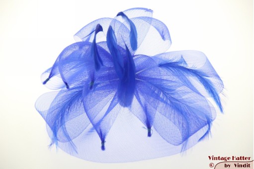 Haar Fascinator blauw met veren [nieuw]