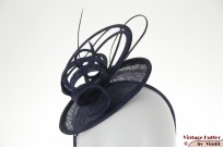 Disc Fascinator Maddox dark blue sisal sinamay [new]