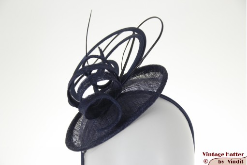 Disc Fascinator Maddox donker blauw sisal sinamay [nieuw]