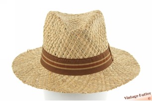 Luchtige zomer gleufhoed Fiebig Original natuurlijk beige stro met bruine band 55 (S) [nieuw]