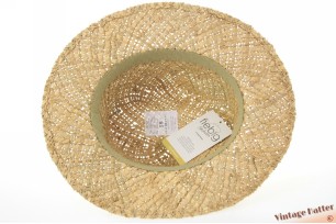 Luchtige zomer gleufhoed Fiebig Original natuurlijk beige stro met bruine band 55 (S) [nieuw]