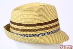 Summer trilby Hawkins yellow beige with 3 stripes 58 [new]