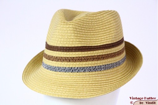 Zomer trilby Hawkins geel beige met 3 strepen 59 [nieuw]