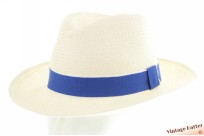 Panama gleufhoed Christys wit palmriet met blauwe band 58 [nieuwe sample]