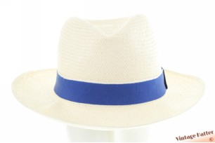 Panama gleufhoed Christys wit palmriet met blauwe band 58 [nieuwe sample]