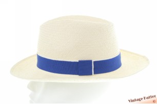 Panama gleufhoed Christys wit palmriet met blauwe band 58 [nieuwe sample]