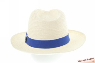 Panama gleufhoed Christys wit palmriet met blauwe band 58 [nieuwe sample]