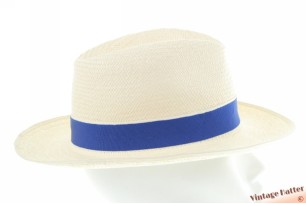 Panama gleufhoed Christys wit palmriet met blauwe band 58 [nieuwe sample]