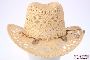 Summer Western hat Hawkins yellow beige with shells 56 [new]