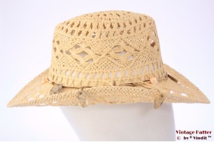 Summer Western hat Hawkins yellow beige with shells 56 [new]