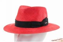 Summer straw panama hat Stetson Traveller Viscose red S 56 [new]
