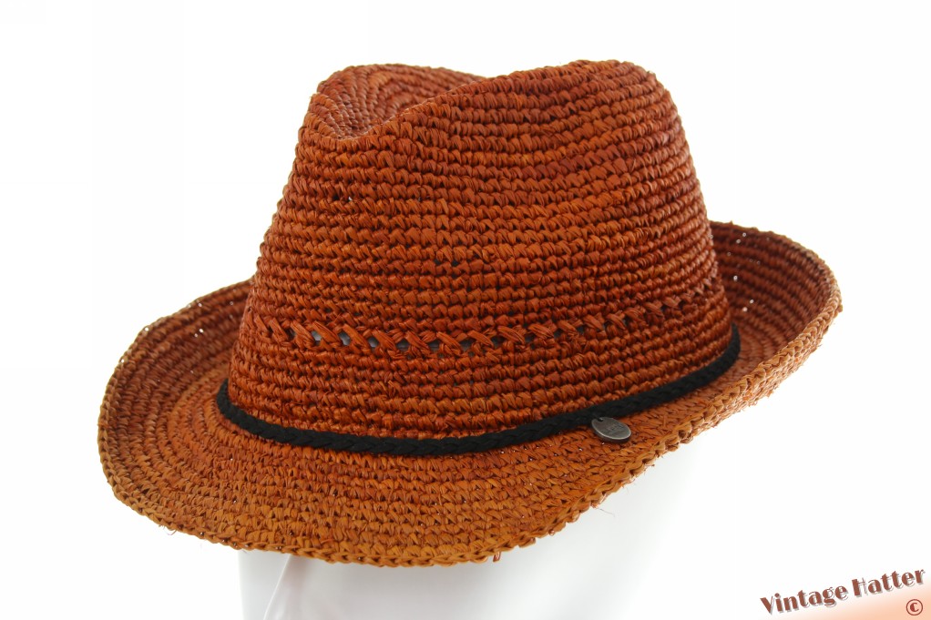 Zomer trilby Barts Hunze hat terra oranje bruin raffia 56-59 [nieuw]