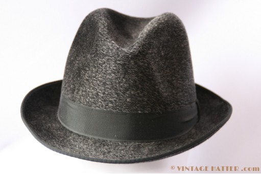 © VintageHatter.com | h-7021-56-1 Fedora Kashmir dark grey fur felt 56/57 Fedora Kashmir dark grey fur felt 56/57