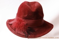 Dameshoed fluweel bordeaux 55