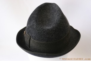 © VintageHatter.com | h-7016-56-2 Fedora Hückel dark grey fur felt 56 Fedora Hückel dark grey fur felt 56