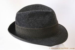 © VintageHatter.com | h-7016-56-2 Fedora Hückel dark grey fur felt 56 Fedora Hückel dark grey fur felt 56