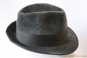 © VintageHatter.com | h-7016-55-2 Gleufhoed Ottmar Reich grijs haarvilt 55 Gleufhoed Ottmar Reich grijs haarvilt 55
