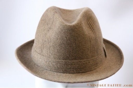 © VintageHatter.com | h-1019-57-1 Gleufhoed Lonconito grijsbruin haarvilt 57 Gleufhoed Lonconito grijsbruin haarvilt 57