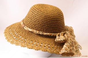 © VintageHatter.com | z-8008-57-1 Strandhoed bruin papier vouwbaar 57 Strandhoed bruin papier vouwbaar 57