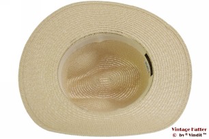 Ladies summer fedora Hawkins beige paper dark red band 57 [new]