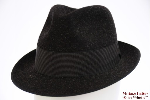© VintageHatter.com | h-7021-54-2 Gleufhoed Lembert zwartgrijs haarvilt 54 Gleufhoed Lembert zwartgrijs haarvilt 54