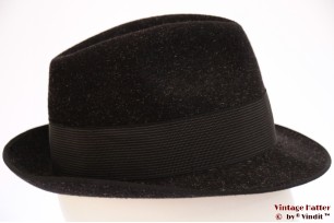 © VintageHatter.com | h-7021-54-2 Gleufhoed Lembert zwartgrijs haarvilt 54 Gleufhoed Lembert zwartgrijs haarvilt 54