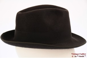 © VintageHatter.com | h-7021-55-4 Gleufhoed Rein Haar zwart grijs haarvilt 55 Gleufhoed Rein Haar zwart grijs haarvilt 55