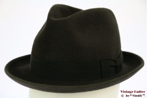 © VintageHatter.com | h-6015-55-1 Gleufhoed Pichwich groen grijs haarvilt 55,5 - 56 Gleufhoed Pichwich groen grijs haarvilt 55,5 - 56