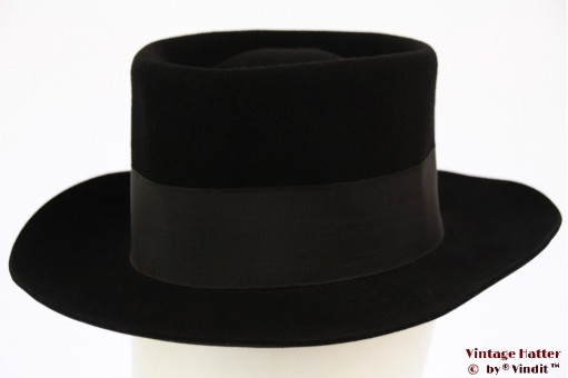 Round gents hat black felt 55,5 - 56