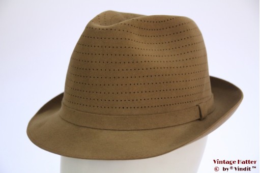 Fedora Wegener beige perforated felt 56