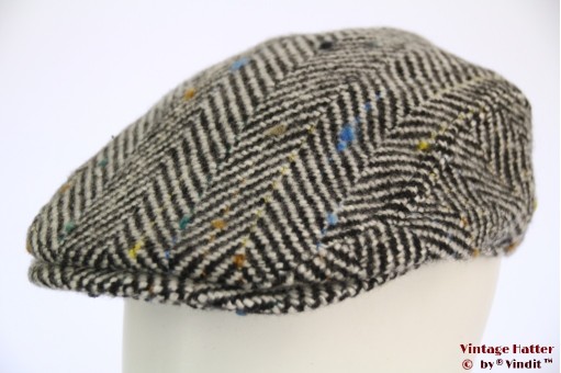 Platte pet Hawkins dik tweed zwart-wit vissengraat 58 [nieuw]