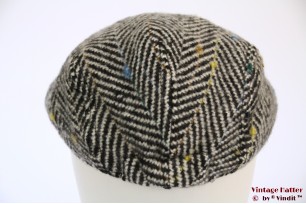 Platte pet Hawkins dik tweed zwart-wit vissengraat 58 [nieuw]