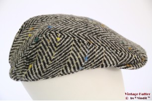 Platte pet Hawkins dik tweed zwart-wit vissengraat 58 [nieuw]