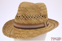 Gleufhoed stro bruin-beige band 53-55 [nieuw]